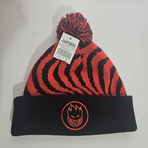 Zumiez Red and Black Striped Beanie Spitfire Wheels Classic Swirl Adult